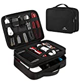 Matein Electronics Travel Organizer, Waterproof Electronic Accessories Case, Portable Tech Travel Gifts for Men Double Layer Cable Storage Bag for Cord, Charger, Flash Drive, Phone, Ipad Mini, Black