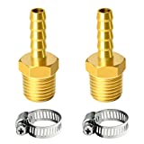 TAILONZ PNEUMATIC Brass Hose Barb Fitting -1/4 Inch Barb to 1/4 Inch Male NPT Adapter（Pack of 10）