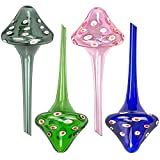 4 Pack Plant Watering Globes Cute Self Watering Bulbs Colorful Glass Self Watering Globes Decorative Mushroom Design Self Watering Spikes Automatic Plant Waterer for Indoor and Outdoor Plants