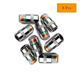 ANKIA 8Pcs 2.2Bar 32PSI Car Tire Pressure Monitor Valve Stem Caps Sensor Indicator 3 Color Eye Alert