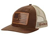 ARIAT Oilskin USA Flag Leather Patch Adjustable Snapback Cap Brown
