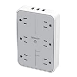 USB Wall Charger, Multi Outlet Extender Surge Protector, TESSAN 6 Electrical Outlets Expander with 3 USB Charging Ports, 1080 Joules Multiple Plug Splitter for Bathroom Dorm Room Office