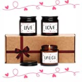 Scented Candles Gift Set for Women, Live Love Laugh 3 Pack 3oz Soy Wax Aromatherapy Candle, Unique Birthday Gifts for Friends, Daughter, Sister, BFF, Her