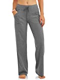 Athletic Works Women's Relaxed Fit Dri-More Core Cotton Blend Yoga Pants, Grey, XL