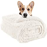 LOCHAS Luxury Velvet Fluffy Dog Blanket, Extra Soft and Warm Sherpa Fleece Pet Blankets for Dogs Cats, Plush Furry Faux Fur Puppy Throw Cover, 30''x40'' Cream White