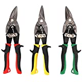 Hurricane 10 Inch Aviation Tin Snips Set Straight Left and Right 3 Pack Chrome Vanadium Steel