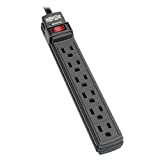 Tripp Lite 6 Outlet Surge Protector Power Strip, 6ft Cord, Black, Lifetime Warranty & $10,000 INSURANCE (TLP6B)