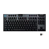 Logitech G915 TKL Tenkeyless Lightspeed Wireless RGB Mechanical Gaming Keyboard, Low Profile Switch Options, LIGHTSYNC RGB, Advanced Wireless and Bluetooth Support - Clicky, Black