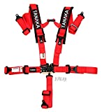 Tanaka Black Series Latch and Link Safety Harness Set with Ultra Comfort Heavy Duty Shoulder Pads (for one seat) (Black) (2" Red)