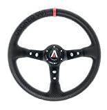 Tanaka 350mm Deep Dish 6 Bolt PU Carbon Fiber Steering Wheel Red Line (Black with Red Line Decked out)