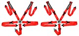 Racing Style Harness For Powersports 5 Points - PAIR (Red5)