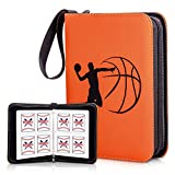 CLOVERCAT Waterproof Trading Card Binder, Storage Book with 3 Rings, 400 Double Sided Pocket Album Compatible with Amiibo, Yugioh, MTG and Other Sport Cards (Basketball, 4 Pocket)