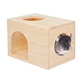 Megawa Pet Chinchilla Hut Hideout Natural Wooden Small Animal Hideout for Chinchilla Squirrel Sugar Gliders (B)