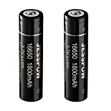 JESSPOW 16650 Rechargeable Battery, 16650 Battery 1800mAh 3.7V Li-ion Rechargeable Battery with Button Top for Flashlights Torches - 2 Pack