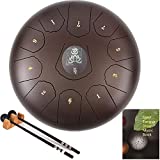 AiLaYveQi Steel Tongue Drum, 11 Notes 12 Inches C Key Hand Drum, Percussion Instrument Tankdrum with Mallets Bag Set for Child or Adult(Bronze)