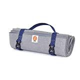 Yogo Ultra Folding Yoga Mat (Long and Wide) with Attached Straps, for Travel and Adventure, Non-Slip Premium Plant Rubber, Hygeinic and Eco-friendly no PVC