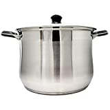 Stainless Steel Soup Stock, Pasta, Stew Pot with Glass Lid Encapsulated Base Gas Induction Capable (24 Qt)