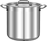 Stainless Steel Cookware Stock Pot - 24 Quart, Heavy Duty Induction Pot, Soup Pot With Stainless Steel, Lid, Gas, Induction, Ceramic, Glass and Halogen Cooktops Compatible - NCSPT24Q