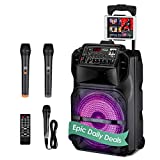 Karaoke Machine for Adults and Kids with 3 Karaoke Microphones, SEAPHY Dazzling DJ Light 12'' Sub-woofer BT Connectivity Portable PA Speaker System Bonus 2 Wireless Microphone/1 Corded Mic, 540W Peak