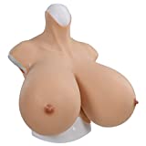 YIQI Z-CUP Giant Breastplate Silicone Breast Form for Crossdressers Transgender Cosplay Mastectomy Bra (Nude, Z)