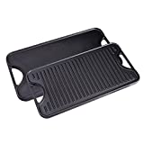 Victoria 18.5-by-10-Inch Rectangular Cast-Iron Griddle, Preseasoned Reversible Griddle