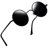 Joopin Polarized Lennon Round Sunglasses Women Men Circle Hippie Sun Glasses (Black Simple Packaging)