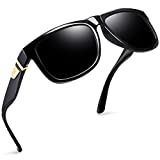 Joopin Polarized Sunglasses Men Women Square Trendy Sun Glasses UV Protection (Gloss Black Simple Packaging)