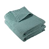 Premium Waffle Weave Hand Towel 2 Pc Set 100% Natural Cotton Highly Absorbent & Quick Drying Lint Free Extra Soft Feel Thin Cloth (Seafoam)