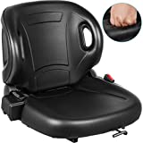 VEVOR Universal Tractor Seat With Retractable Seat Belt Switch, Forklift Seat With 60° Angel Backhoe, Lawn Mower Seat, Equipment Seat Compatible With Hyster, Tcm, Mitsubishi, And Nissan , Black