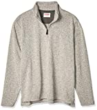 Wrangler Authentics Men’s Sweater Fleece Quarter-Zip, Light Heather Gray, Large