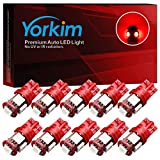 Yorkim 194 LED Bulbs Red Super Bright Newest 5th Generation, T10 LED Bulbs, 168 LED Bulb, LED Bulbs for Car Interior Dome License Plate Map Door Courtesy Lights W5W 2825, Pack of 10