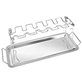 onlyfire Chicken Leg Rack for Grill with Drip Tray, 12 Slots Chicken Wing Rack - Premium Stainless Steel Chicken Drumstick Rack for Smoker - Chicken Drumstick Holder for Grill Accessories