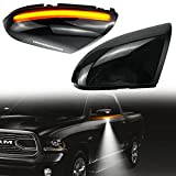 EMIHO Sequential Dynamic LED Side Mirror Turn Signal Light Compatible with Dodge Ram 1500 2009-2018, Ram 2500 2010-2018 Mirror Marker Lamp Smoked Puddle Light Assembly (2 Packs)