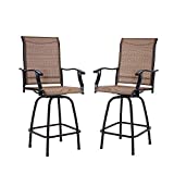 VICLLAX Outdoor Swivel Bar Stools All-Weather Counter Height Tall Patio Chair, Set of 2 for Garden Backyard
