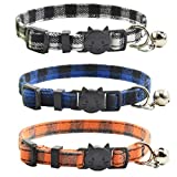 XPangle Breakaway cat Collars with Bell, Set of 3, Durable & Safe Cute Kitten Collars Safety Adjustable Kitty Collar for Cat Puppy 7.5-11in (Black,Blue,Orange)