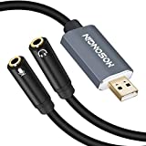 HOSONGIN USB to 3.5mm Jack Audio Headphone Adapter, USB External Sound Card Audio Adapter with 3.5mm TRS 3-Pole Headphone and Microphone Jack, 12 inch