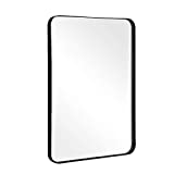 ANDY STAR Wall Mirror for Bathroom, 20”x28” Black Bathroom Mirror, Rounded Rectangle Mirror in Premium Stainless Steel Metal Frame Hangs Horizontal Or Vertical (Matte Black)