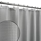 Barossa Design Extra Long Shower Curtain 84" Height - Honeycomb Waffle Weave & Cotton Blend, Hotel Luxury & Spa, Heavy Weight Fabric, Washable - Lake Wanaka Gray, 72x84