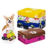 AK KYC 6 Pack Mixed Puppy Blanket Cushion Dog Cat Fleece Blankets Pet Sleep Mat Pad Bed Cover with Paw Print Kitten Soft Warm Blanket for Animals（40''x 28''