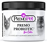PROBIOTIC for Cats – 120 Servings - Premo Pet – Digestive Aid Plus Prebiotics - Best for Diarrhea, Vomiting, Gas, Skin Conditions – Tasteless – Wheat & Dairy Free – GMP – Vet Approved