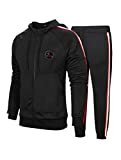 PASOK Men's Casual Tracksuit Set Long Sleeve Full-Zip Running Jogging Athletic Sweat Suits (2XL, Style 2 Black)