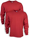 Gildan Men's Ultra Cotton Long Sleeve T-Shirt, Style G2400, Multipack, Red (2-Pack), X-Large