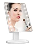 Lighted Vanity Makeup Mirror with 16 Led Lights 180 Degree Free Rotation Touch Screen Adjusted Brightness Battery USB Dual Supply Bathroom Beauty Mirror (White)