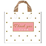 Thank You Bags Shopping Bags, 50 Pack Extra Thick Bulk Merchandise Bags Plastic Boutique Bags for Small Business Plastic Retail Gift Bags with Loop Handle for Customers Parties Favors Goodies (Dot, M(12x14Inch))
