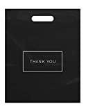 Die Cut Plastic Shopping Bags with Thank You Logo 12" x 15" Boutique Bags with Handles 100 Pack for Merchandise, Gifts, Trade Shows and More