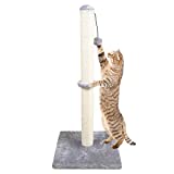 Dimaka 34" Tall Ultimate Cat Scratching Post, Claw Scratcher with Sisal Rope and Covered with Soft Smooth Plush, Vertical Scratch [Full Stretch], Modern Stable Design for Cats(Grey V2)