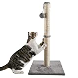 Qucey 32 Inches Tall Cat Scratching Post, Claw Scratcher with Sisal Rope Include a Cat Interactive Plush Ball Toy
