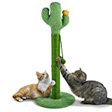 Cat Scratching Post Cactus Cat Scratcher 33 inch Tall Cactus Scratching Post with Dangling Ball for Indoor Cats Large Cats Kitten