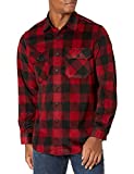 Wrangler mens Long Sleeve Plaid Fleece Jacket Button Down Shirt, Red Buffalo Plaid, X-Large US