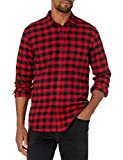Amazon Essentials Men's Slim-Fit Long-Sleeve Flannel Shirt, Red Buffalo, XX-Large